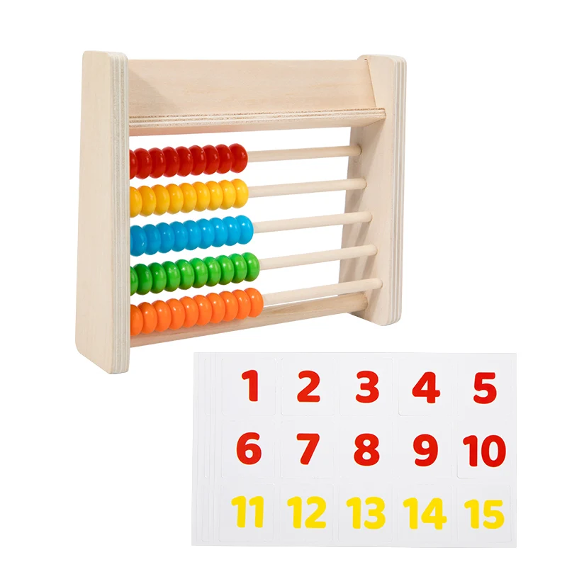Educational montessori abacus counting frame wooden abacus for kids toddlers preschool math counters toys