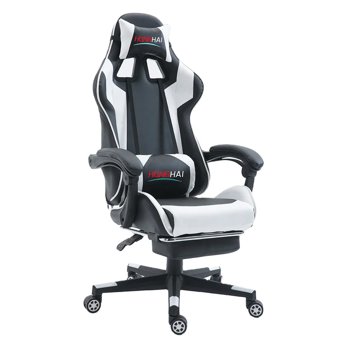 
 Кресло гоночное офисное Спортивное для руководителя компьютера, игровое настольное кресло для гонщиков, Deluxe из искусственной кожи, с регулируемой высотой и толстой подкладкой  