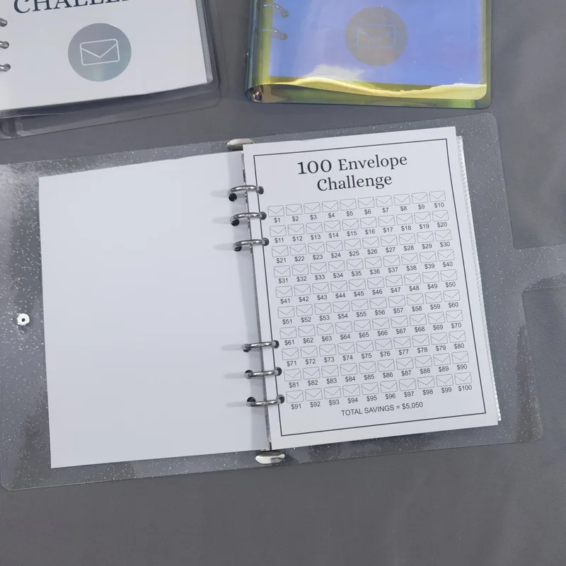pvc transparent notebook spiral binder daily planner customized budget planner 100 envelope savings challenge a5 binder