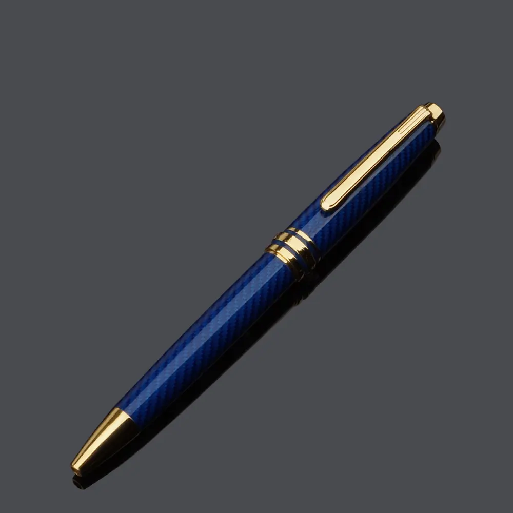 Luxury Dark Blue Carbon Fiber Classic Mont Blank Metal Ballpoint Pen