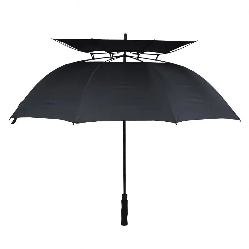 Golf Long Handle Strong Advertising Rain Umbrella Double Automatic Fiberglass Windproof Golf Business Umbrellas