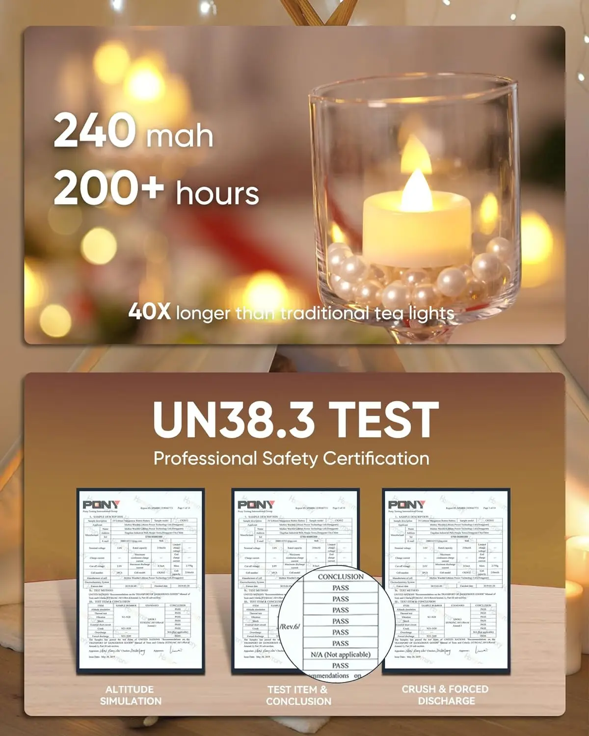 Homemory 50-Pack 200+Hours Flameless LED Electric Fake Votive Candles Tea Lights Halloween Christmas Battery Operated