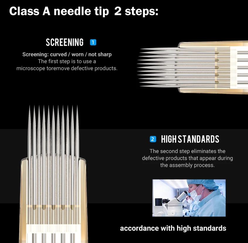 Ambition Tattoo Needles Cartridge bugpin 0.35mm RL/M1/MC Professional Semi-Permanent Eyebrow Lip Makeup Needles For Tattoo