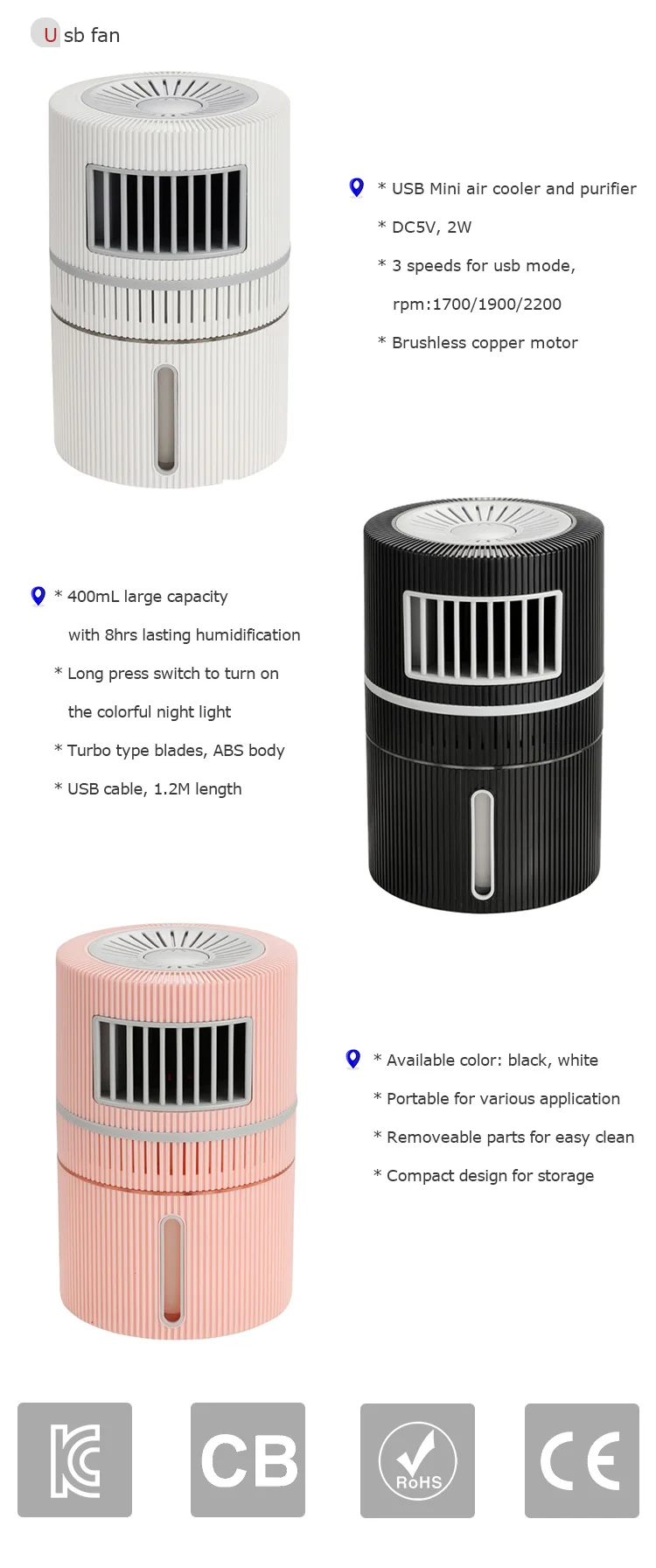 2 In 1 travel-size commercial personal electronic handheld portable smart air purifiers for home