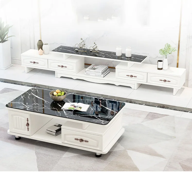 Simple Modern Living Room Furniture Creative Tempered Glass TV Stand