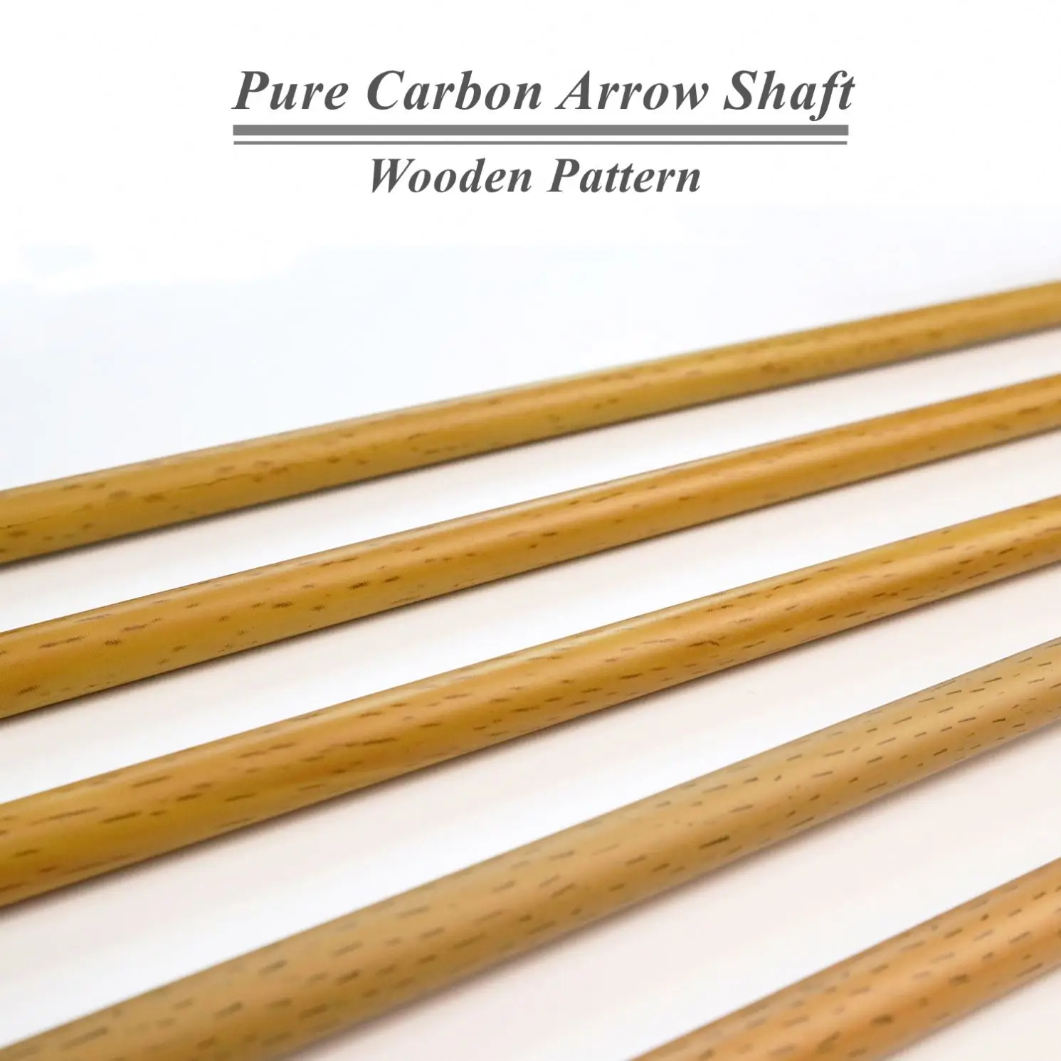 Pure Carbon Arrow Shaft Wooden Pattern Inside Diameter 0.246 Inch with Plastic Nocks Aluminum Inserts for Compound Recurve Bow