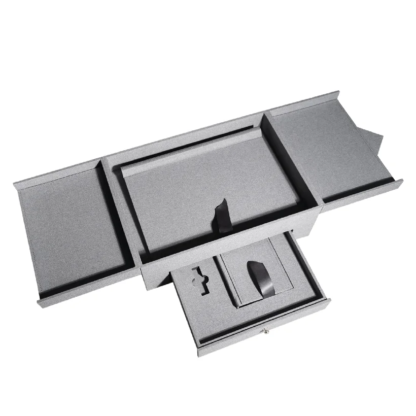 factory linen photo album cover packaging drawer box and crystal USB box