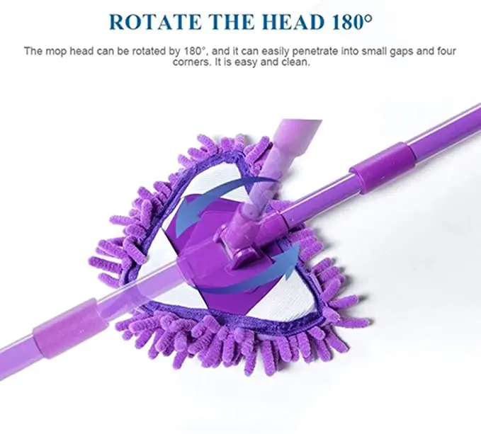 180 Degree Rotatable Adjustable Triangle Cheap Floor Car Wash Brushes Flexible Chenille Duster Mops Cleaning Microfiber