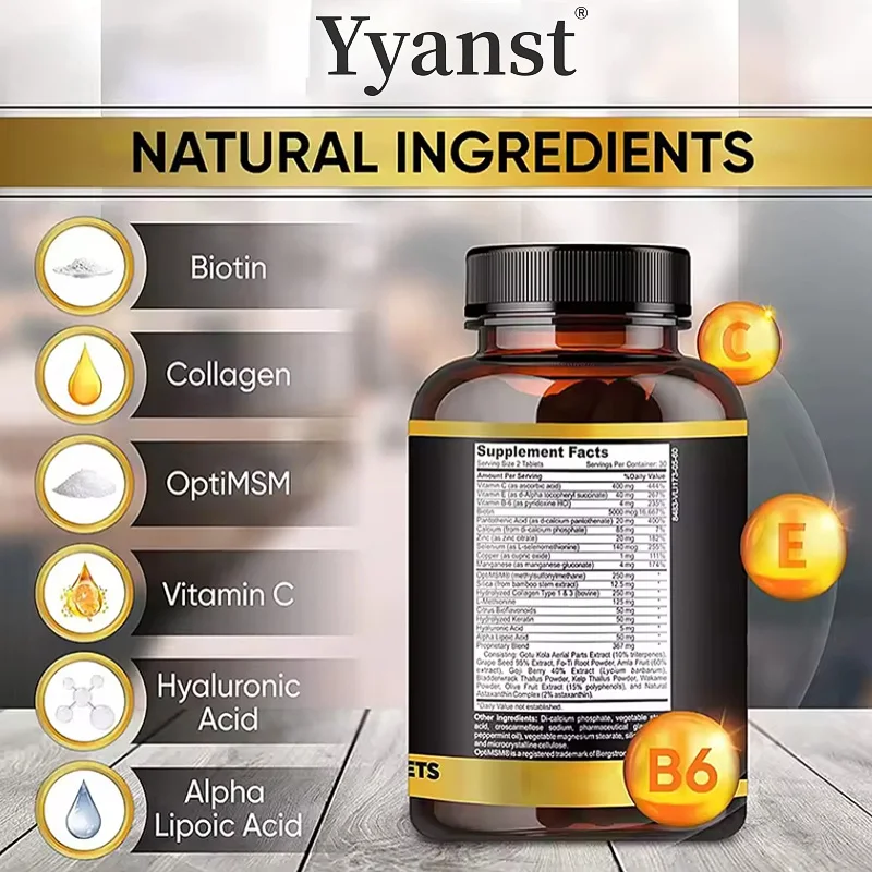 OEM/ODM Pravate label высокое качество фабричное продвижение витамины для волос биотин таблетки роста фито-таблетки