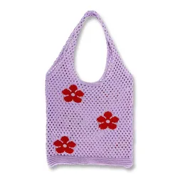 2021 Fashion cotton rope drawstring opening round handle woven mini bucket purse and handbags women summer beach bags