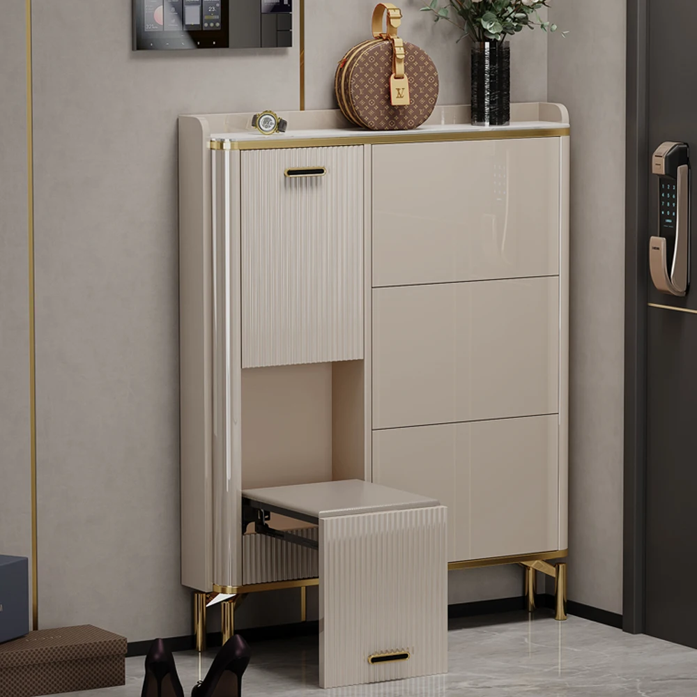 Modern simple tip bucket type ultra-thin shoe cabinet household door into small household shoe rack