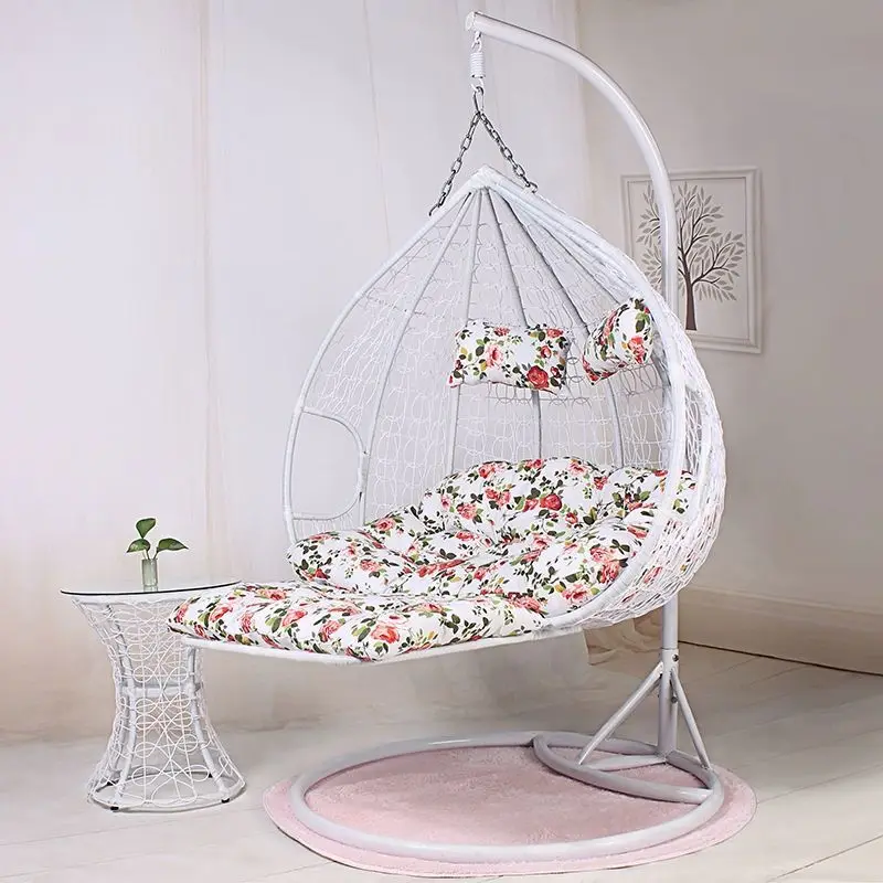 Patio Swing With Stand Outdoor Furniture Set Kids Adults Garden Relax Hammock Double Wicker Rattan Hanging Egg Swing Chair