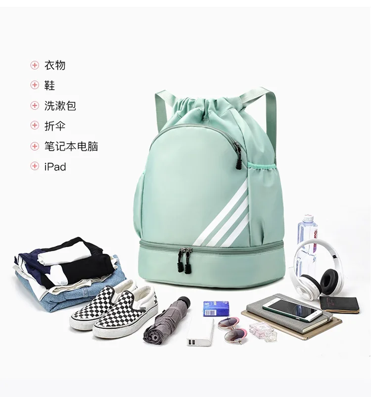 Customize Logo Backpack Bag Nylon Drawstring Backpacks Casuals heavy mesh drawstring sports gym equipment storage bag