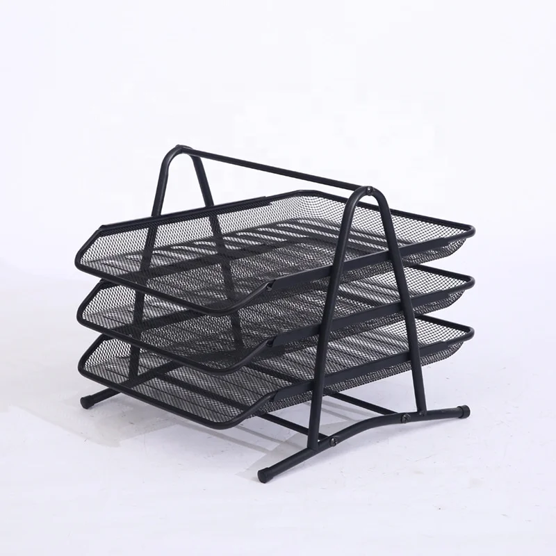 wholesaler Eco-friendly high quality office accessories desktop metal mesh 3 tier document tray
