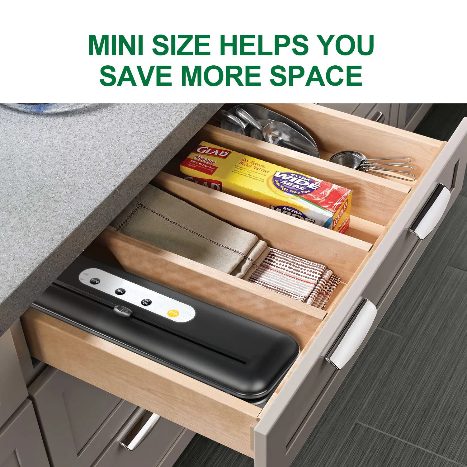 Hot-Selling 86Kpa Automatic Vacuum Sealing System Led Indicator Lights Vacuum Food Sealers With Built-In Cutter