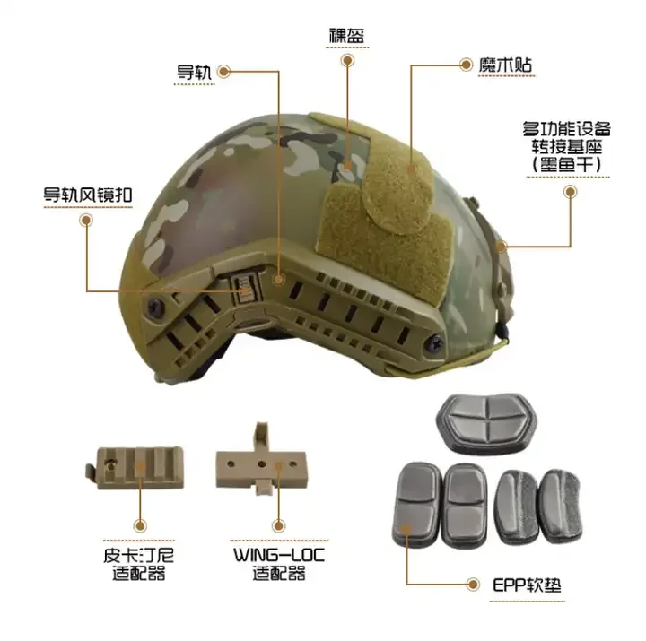 Light Camo Multicam Color Safety Helmet YF Aramid Material FAST Tactical Training Helmet