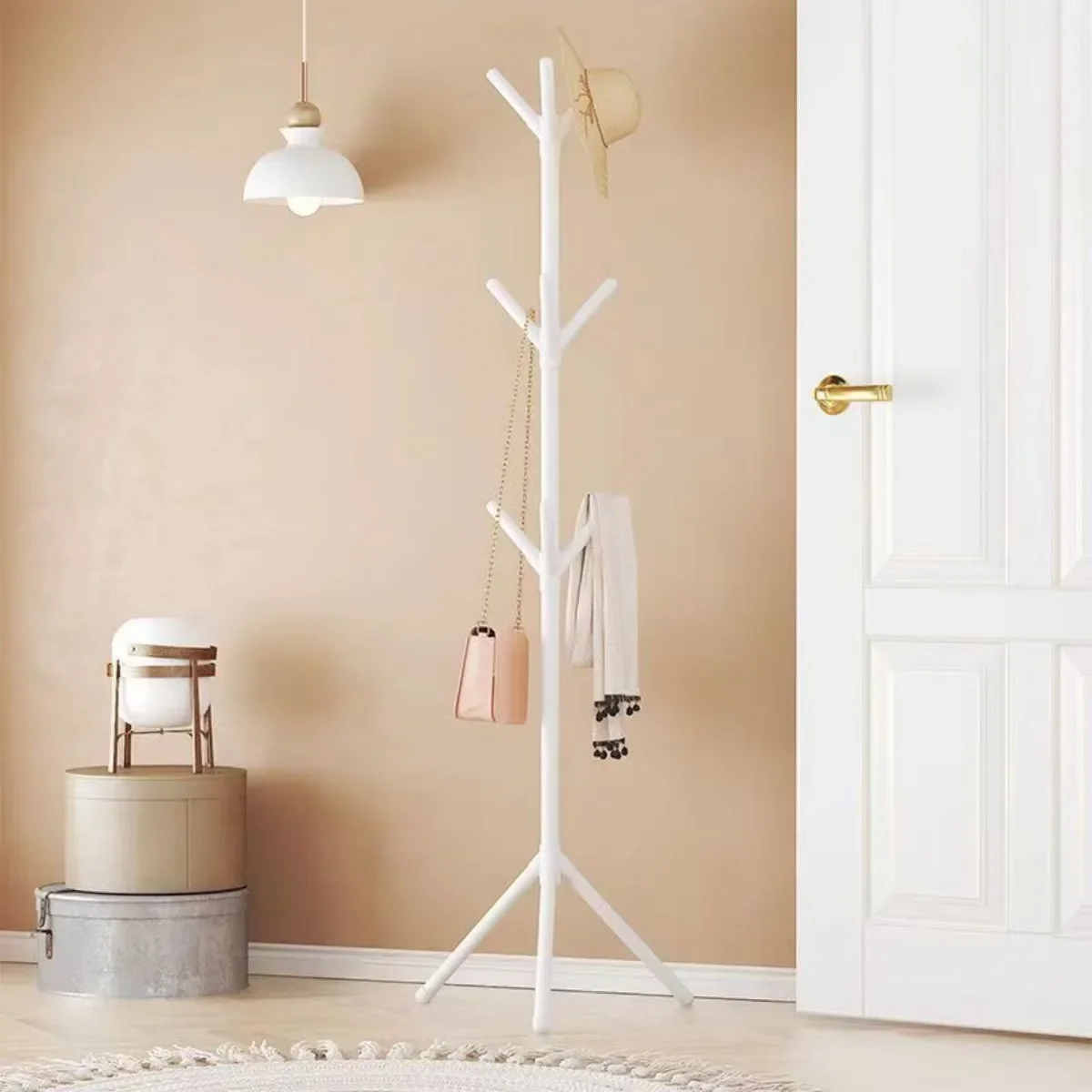Clothes and Hats Rack Floor To Floor Bedroom Coat Hook Vertical Tree Branch Shape Storage Holder