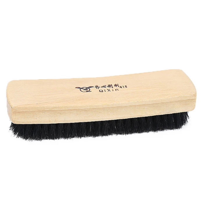 high quality square wooden handle horse hair shoe brush
