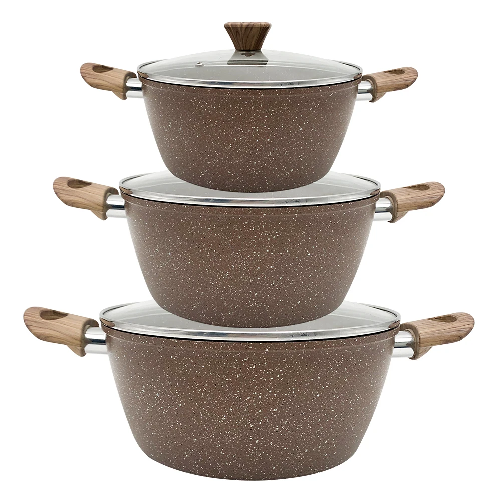 customized non stick granite cookware set no stick casserole pot set kitchen soup pot and pan