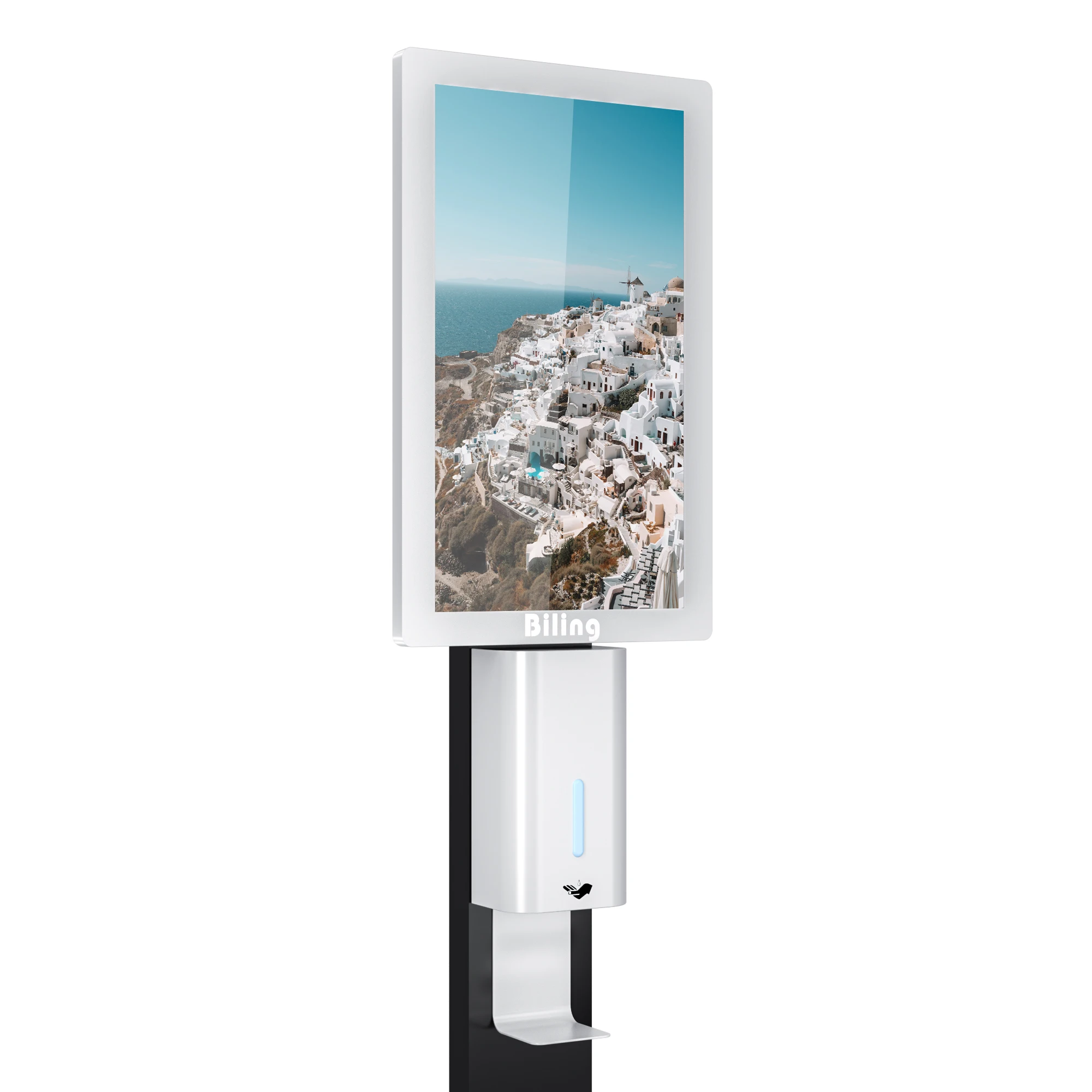 напольный киоск рекламы тотема palyer digital signage и дисплеи дезинфицирующее средство для
