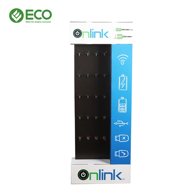 Custom Pegboard Retail Hanging Floor Hook Display Rack Cardboard Display Stand With Peg Hook