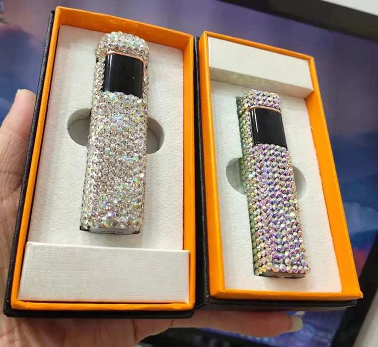 electronic Luxury Rhinestone USB Bling Diamond Windproof Lighter Turch Cigarette Cigerate rechargeable lighters
