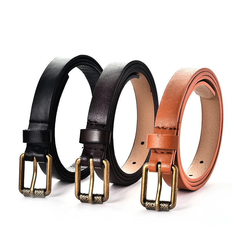 Factory Wholesale Ladies Black Thin Skinny PU Fashion Leather Belts For Women Girls Cute Style Dress Jeans