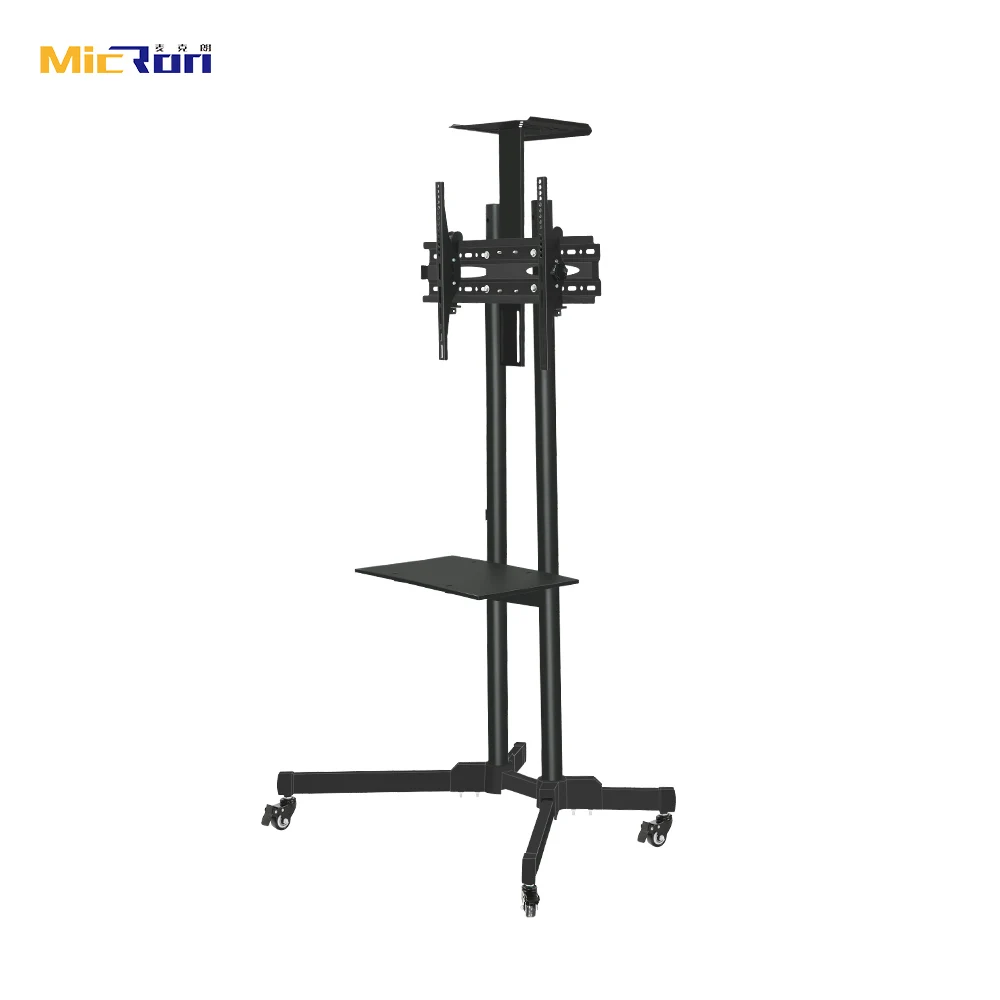 Hot Selling Tilt Height Adjustable Steel Mobile VESA 600 To 400 Inch 65 TV Cart TV Trolly