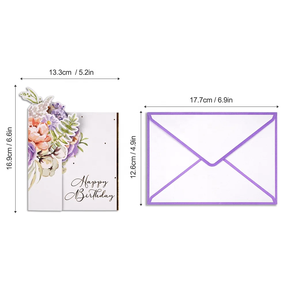 New Creative High End Unique Funny Custom Printing Handmade 3D Flower Pop Up Happy Birthday Greeting Cards for Women