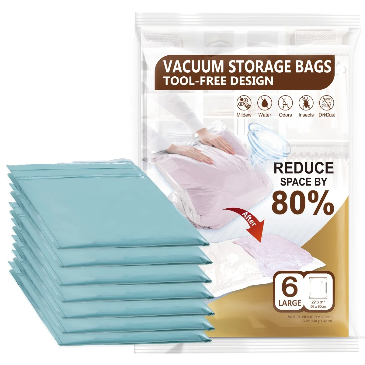 PA+PE vacuum storage bag for space saving storage bags for clothes organizer flat vacuum compression bags