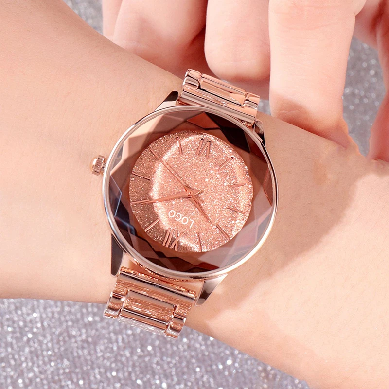 new fashion watches women wrist luxury rose gold starry sky steel band trendy quartz watch for woman watch