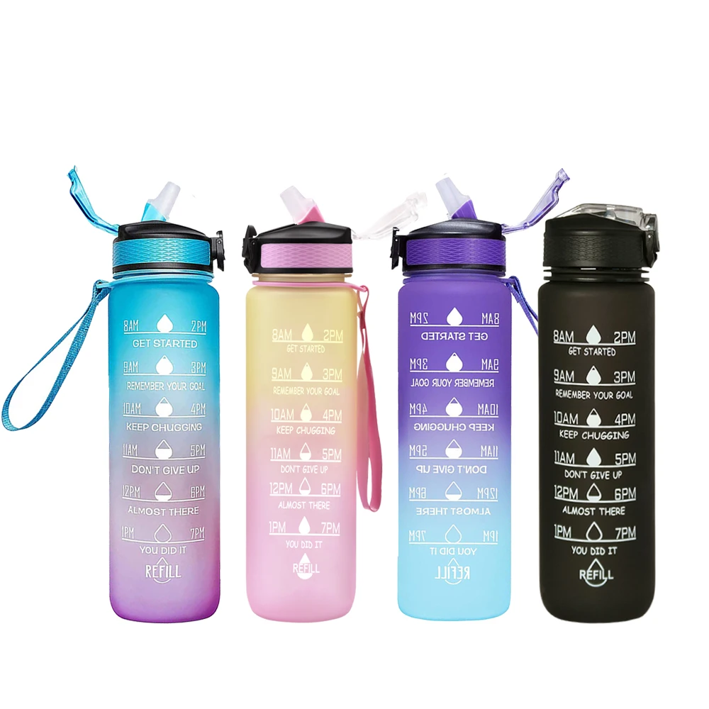 Amazon top seller plastic 1 gallon tritan water bottle gym 32oz Motivational Water Bottle with motivational time marker