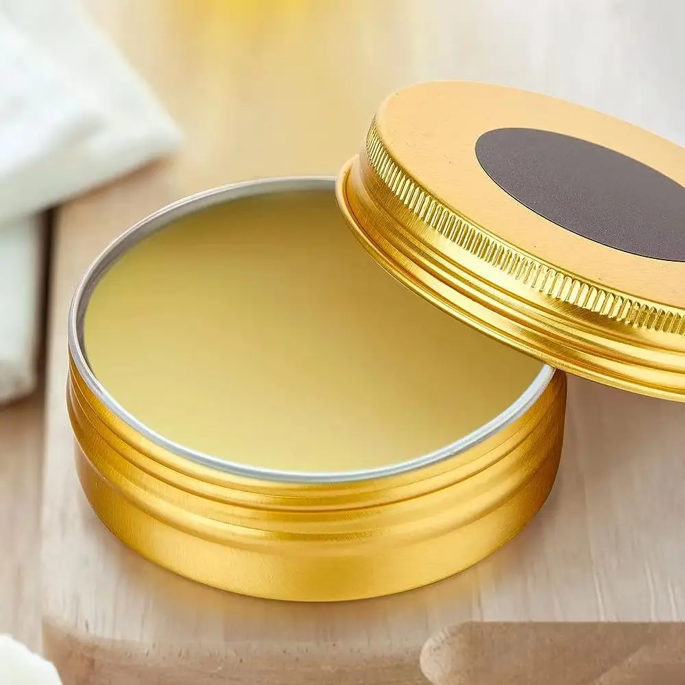 round aluminum cosmetic tin 60g shiny gold cans metal candles tin