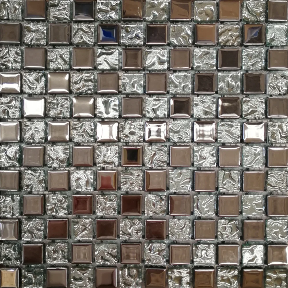 wholesales glittery glass mosaic tile self adhesive mix color mosaic wall tile for ktv and shower room