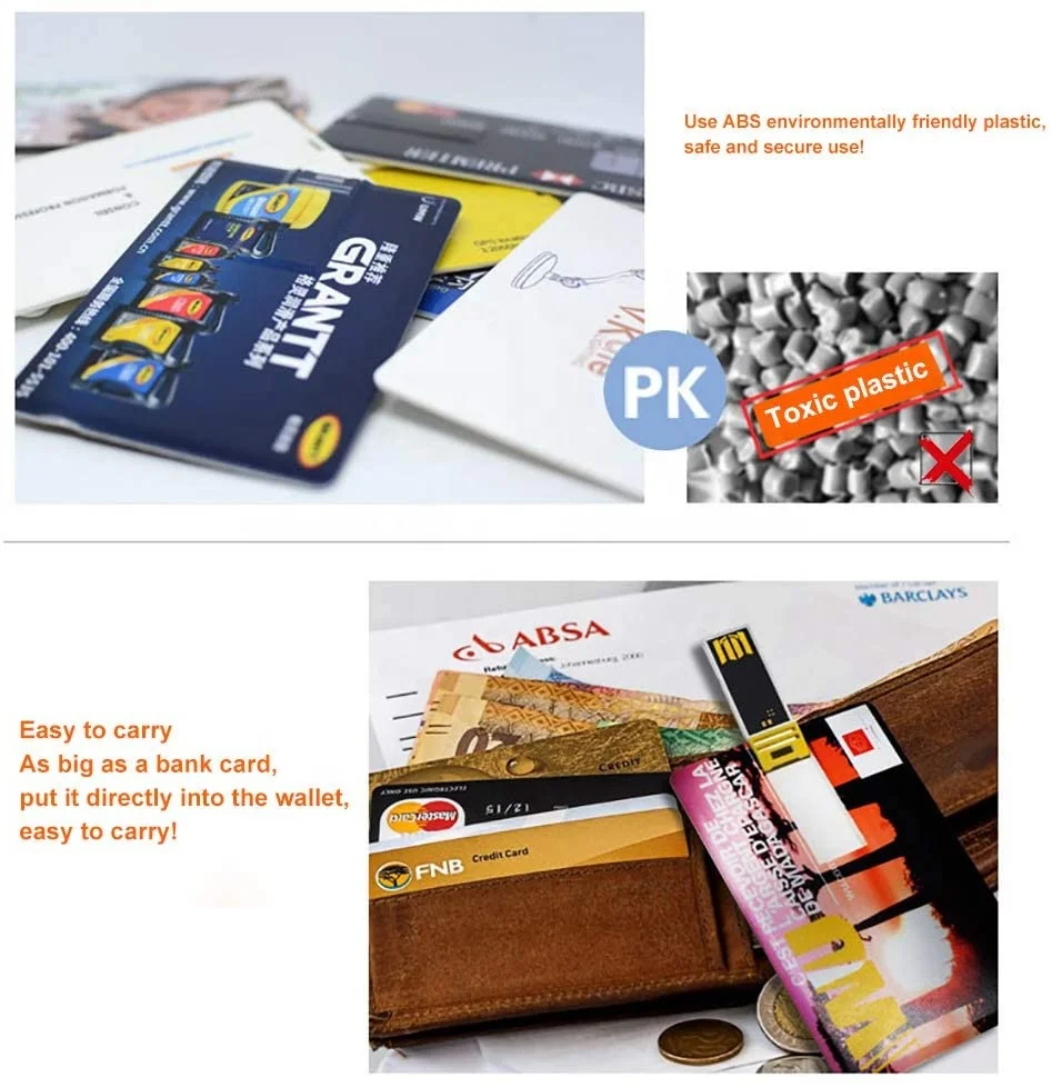 Top selling Name Card USB Flash Drive Custom logo Business Card Memory Stick slim card shape USB for computers