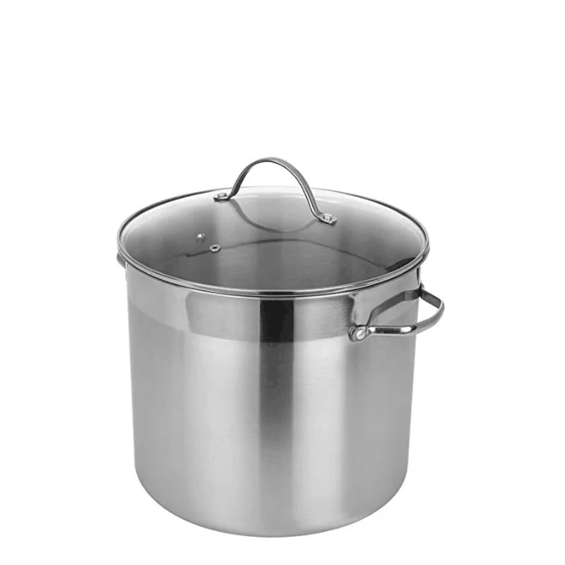 Классический горшок из нержавеющей стали со стеклянной крышкой