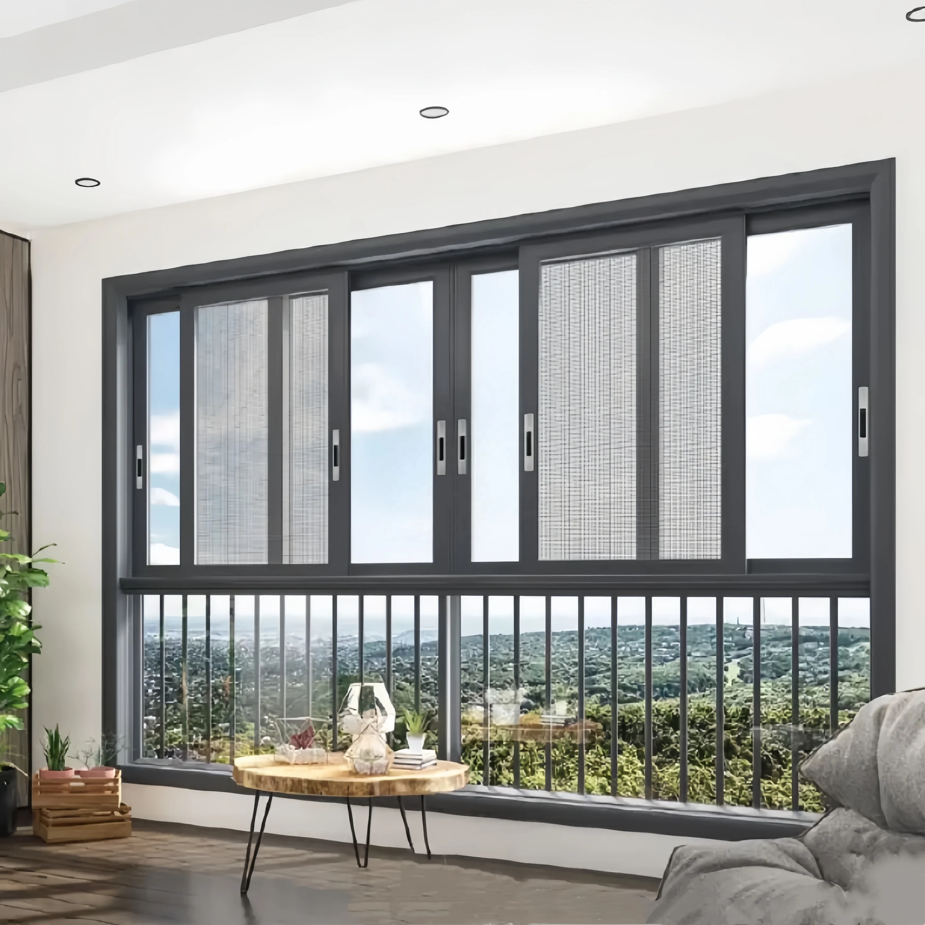 customized more Track Color Design Aluminum Sliding Window double tempered insulation glass Sliding Windows for sale