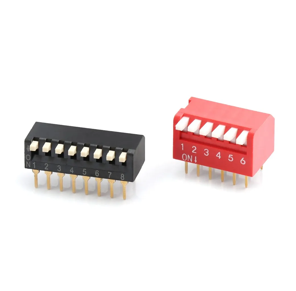 Red Shell 6Position 254mm Dip Switch Slide Type PCB Dip Switch 2.54mm
