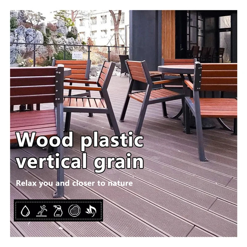 Wholesale Fluted Waterproof Fireproof WPC Decking High Quality Outdoor Vertical Round Hole Wood Plastic Decking For Leisure Area