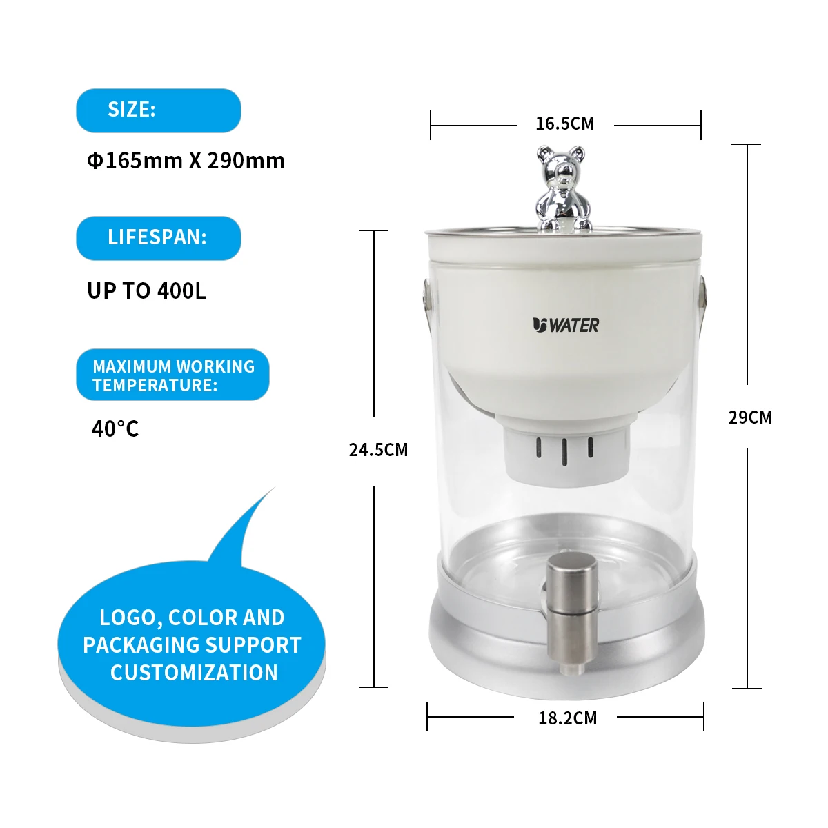 AHLSTROM Filter Water Purifier Long life glass kettle type self weight water purifier