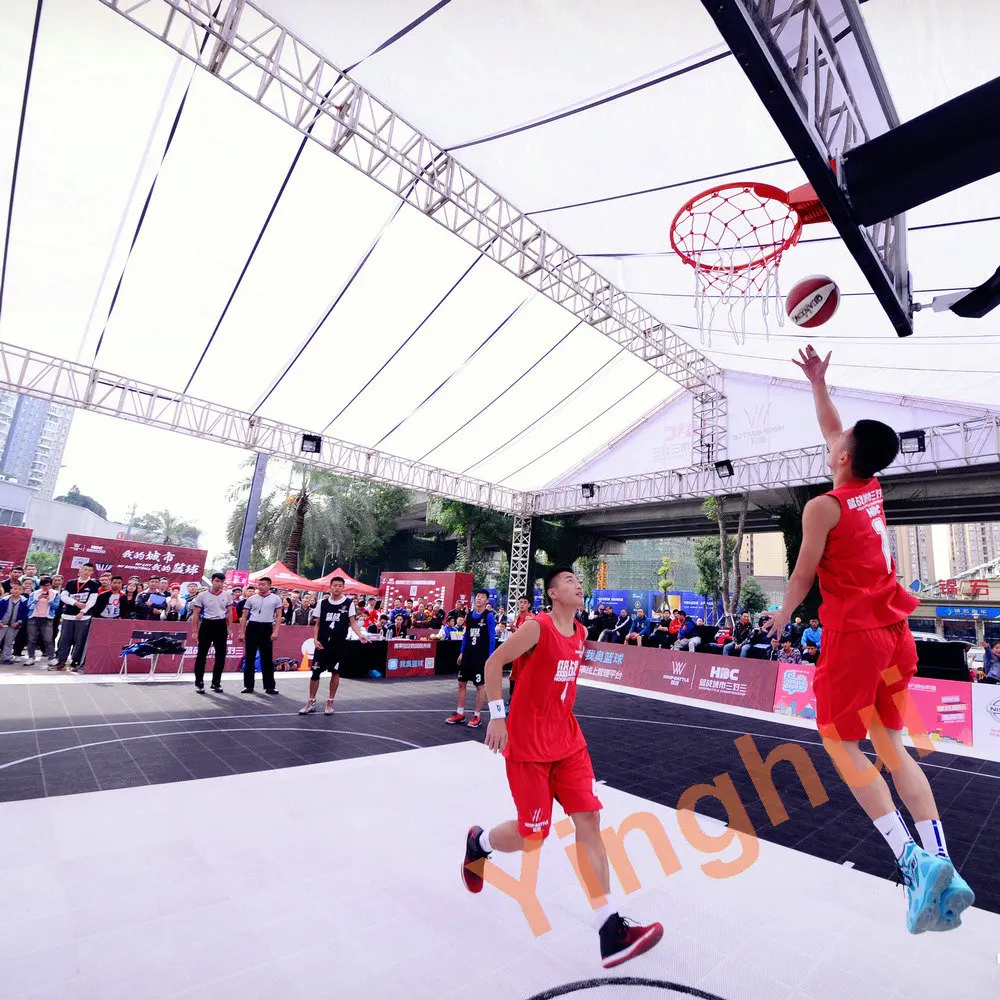 O-01 FIBA Approved Hexagon Grid Multi Purpose Outdoor Synthetic Sports Flooring Basketball Court Floor Tile