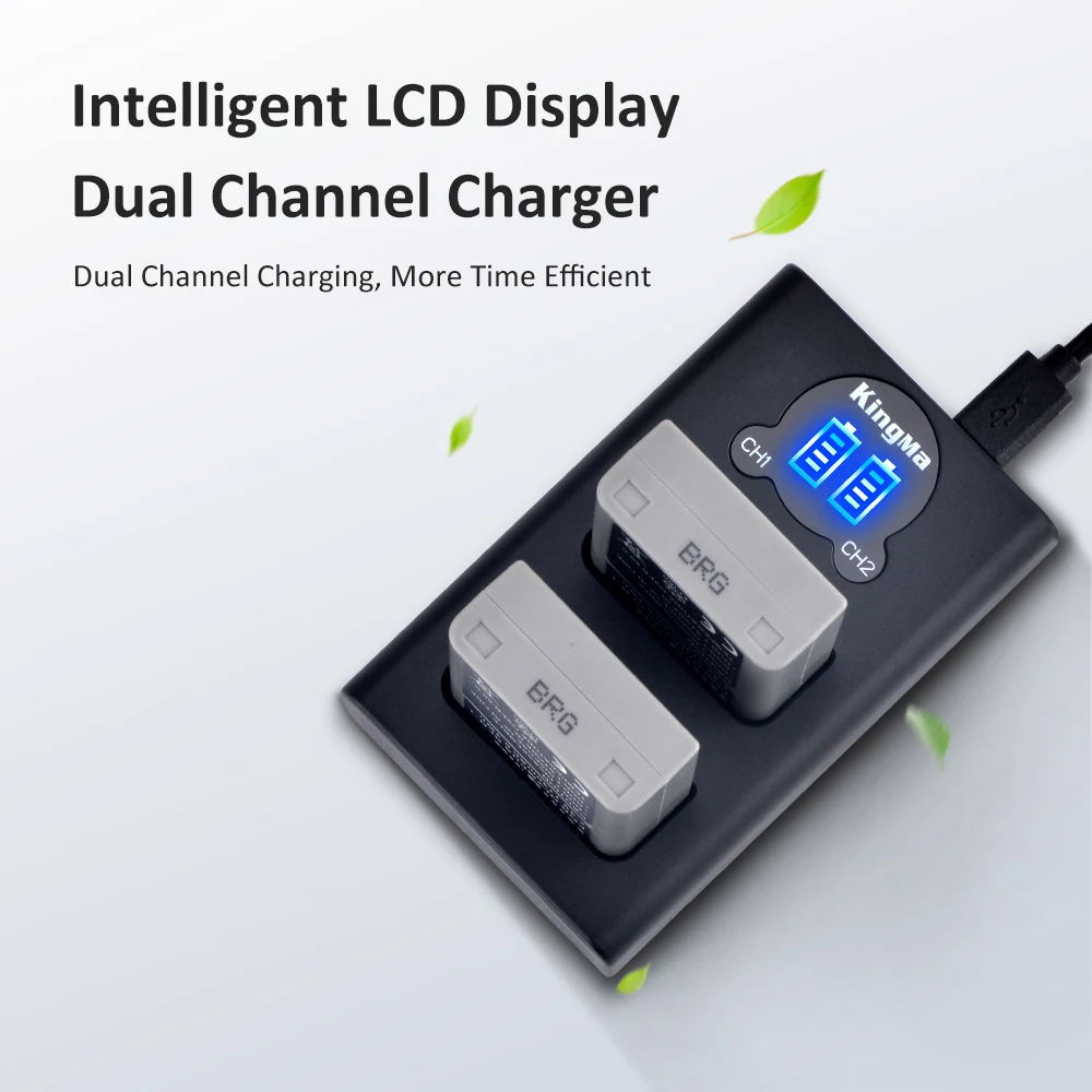 KingMa intelligent LCD display dual USB charger for Olympus BLN1 battery quick charger