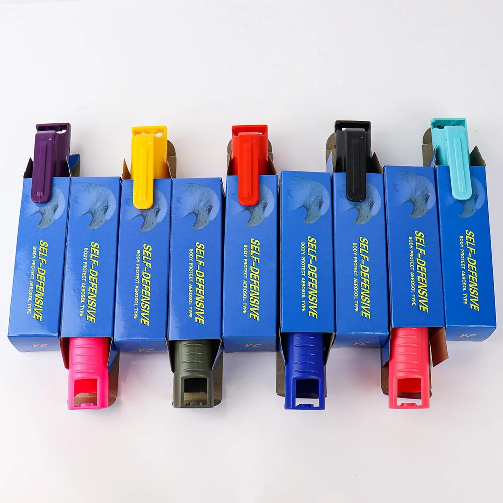 Custom women keychain shell pepper spray plastic hard shell keychain with paper box