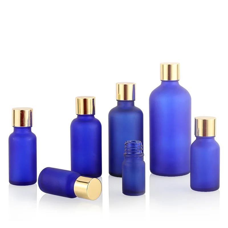 Reasonable Price Cosmetic Container Essential Oil Bottle 10 Ml Blue Frosted Glass In Bottles