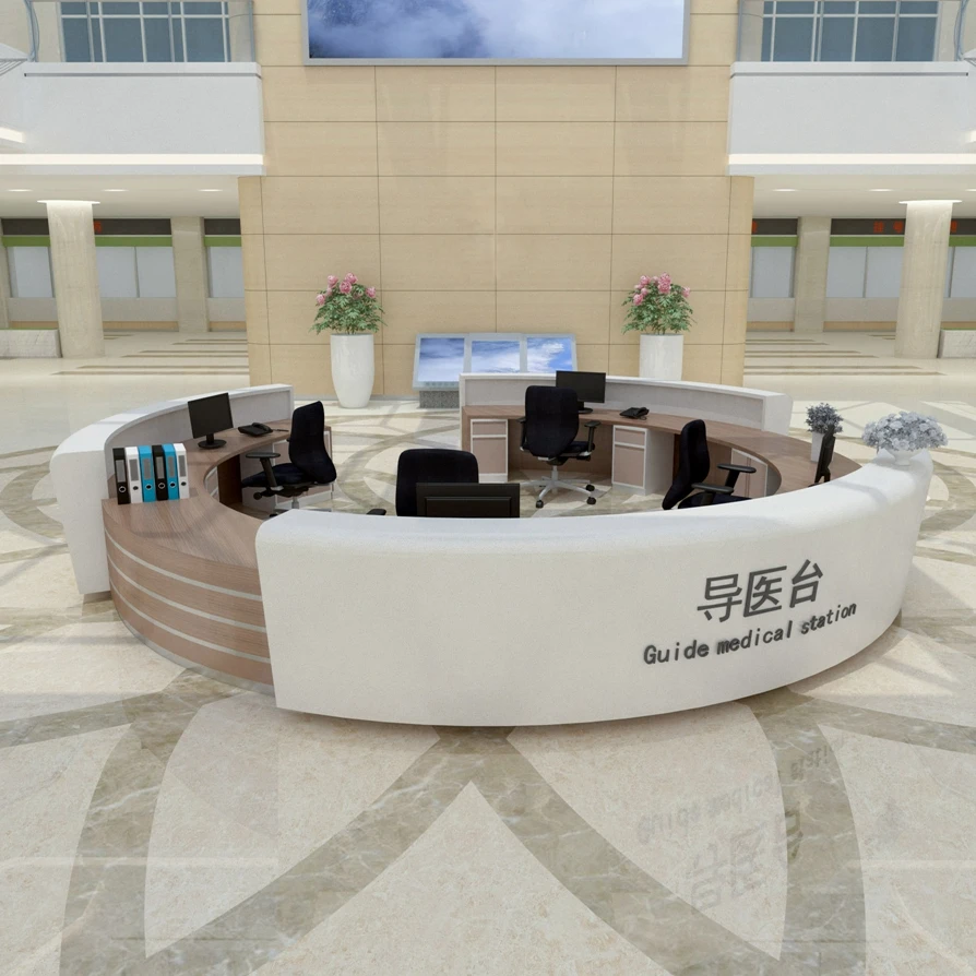 Qipai brand front desk furniture Made in china superior quality glass display round office reception desk wholesale customized