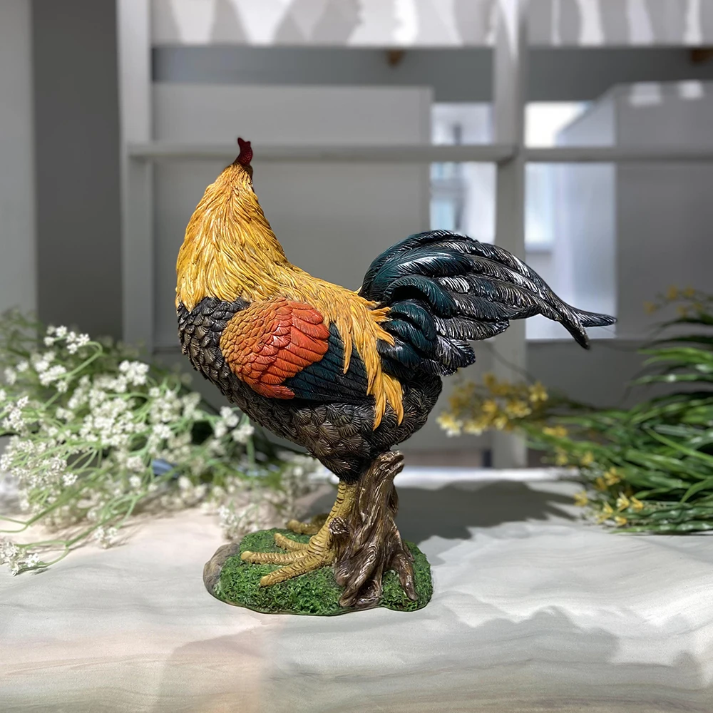 custom craft resin outdoor animal chicken shape poly resin mold cock and hen garden rooster figurine