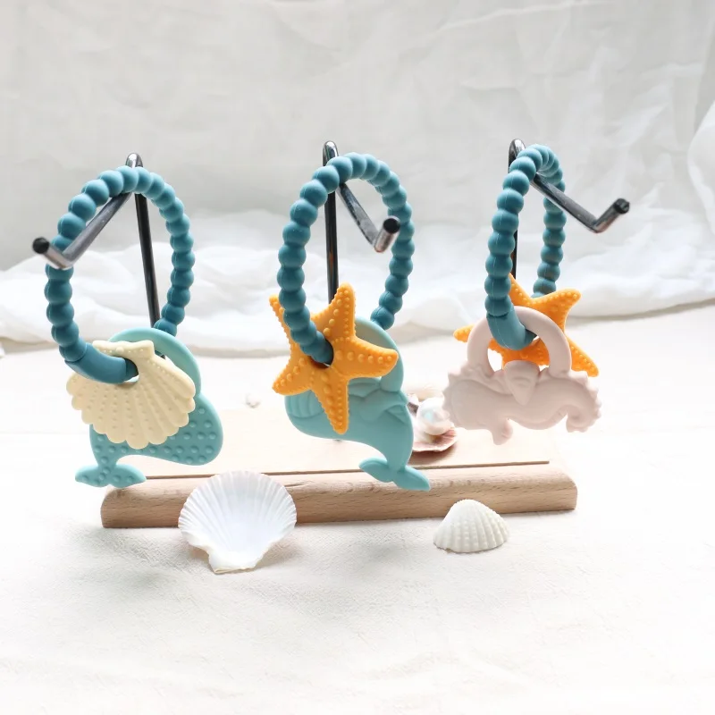 PAISEN Silicone Ring Sea Animal Shape Kid Toys Chew Rattles Baby Comforter Sensory Toys Teether Baby Teething Toys 0-12 Months