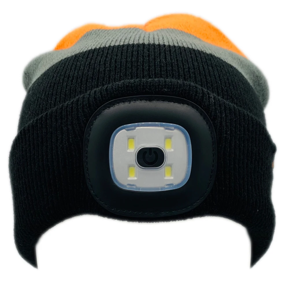 Wholesale unisex outdoor sports fishing camping winter acrylic custom led light beanie hat