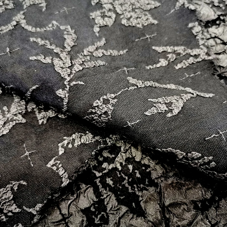 black patterned jacquard fabric woven black fabric for abaya korean 100% polyester fabric for abaya muslim