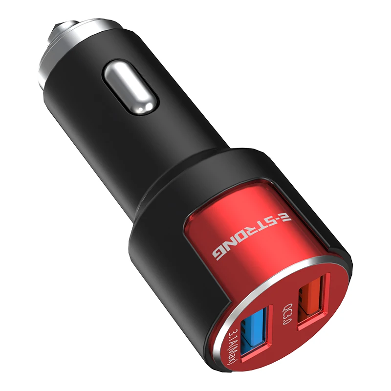 Metal Car Charger Qualcom Quick Charge 3.0 Adapter Fast Dual USB Port 15W for iPhone